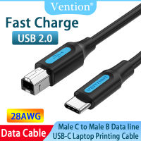 Vention USB C ไปยัง USB สาย USB เครื่องพิมพ์ประเภท B 2.0ตัวผู้ไปยัง B สาย2A ตัวผู้สำหรับเครื่องสแกนแฟกซ์ HP Canon สายการพิมพ์2.0ชนิด C