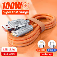 100W USB Super Cepat Mengecas Kabel Samsung Xiaomi Apple Cecair Silikon Cepsat Jenis-C Kabel Pengecas