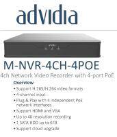 M-NVR-4CH-4POE เครื่องบันทึกภาพ Advidia IP 4ช่องมีPOE NVR4CH NVR Panasonic NVR advidia บันทึกภาพกล้อง4ตัว เครื่องบันทึก8ช่องแบบPOE NVR advidia สินค้าใหม่