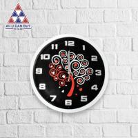 ALL U CAN BUY นาฬิกา นาฬิกาแขวน นาฬิกาแขวนผนัง นาฬิกาติดผนัง นาฬิกาทรงกลม นาฬิกาสีดำ นาฬิกาหน้าปัดกลม นาฬิกาตัวเลขใหญ่ นาฬิกาลายต้นไม้