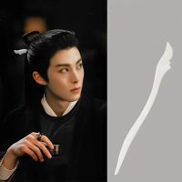 ☢♙✼ Simple White Jade Hair Stick Chinese Hairpin Gentle Hair Clip Love Between Fairy and Devil Same Style Hanfu Headdress Hair Tools