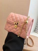 LASGO This years popular bags 2023 new fashion rhombic chain bag high-quality texture foreign style versatile messenger small square bag 【QYUE】