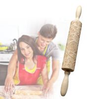 Fondant Mold Rolling Pin DIY Manual Rose Embossing Cookie Baking Tool Pastry Portable Valentines Day Kitchen Wood Engraved