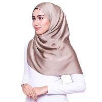 【CC】☈  90x90cm Stain Scarf Hijab Wrap for Headband Muslim Female Shawls Faux Silk Turbanet Headscarf