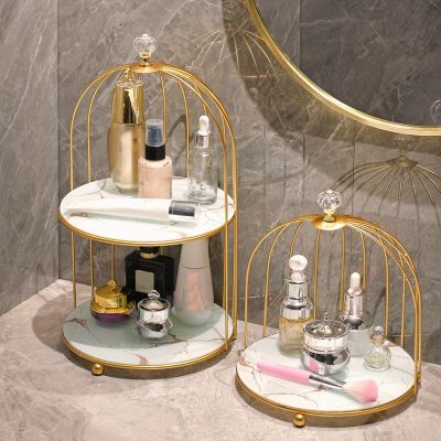 【CC】 Toilet Iron Storage Rack Desktop Cosmetics Shelf Luxury Shelves Makeup Organizer