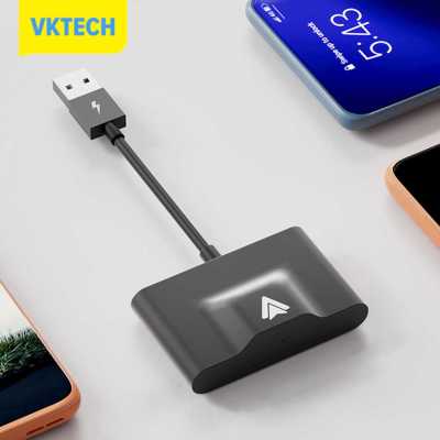 Vktech อะแดปเตอร์ USB นำทางรถยนต์,Wi-Fi คู่2.4GHz/5GHz ตัวแปลง USB คาร์เพลย์รองรับบลูทูธแบบมีสายไปยังไร้สายสำหรับแอนดรอยด์10.0/แอนดรอยด์6.0