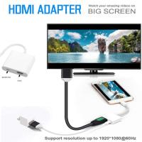 สายแปลง HDMI AV TV,อะแดปเตอร์ HDMI ดิจิตอลใช้ได้กับ iPhone 11X8 7 6 Plus ใช้ได้กับ iPad ใช้ได้กับอุปกรณ์แปลงสายเคเบิล Lightning เป็น HDMI