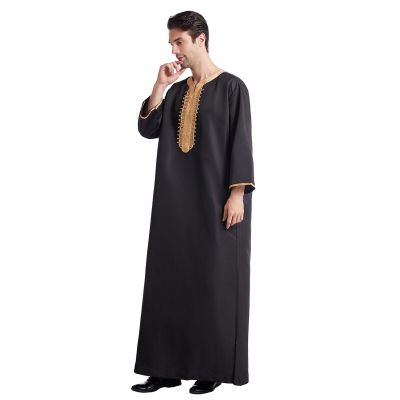 ชุดเดรสเสื้อคลุมมุสลิมชายสไตล์ปากีสถานอิสลามชุดอาบายะห์เสื้อคลุมซาอุดิอาระเบีย Kleding Mannen Kaftan Qamis Musulman De Homme