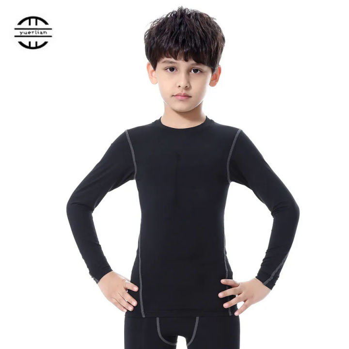 Kids Boys Compression Pants Base Layer Sports Workout Running