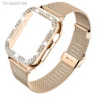 ✲✻ Diamond Case Metal Strap For iWatch Band 38mm 42mm Stainless Steel Bracelet For Apple Watch 8 7 45mm 44mm 40mm 41mm Series 6 5 3