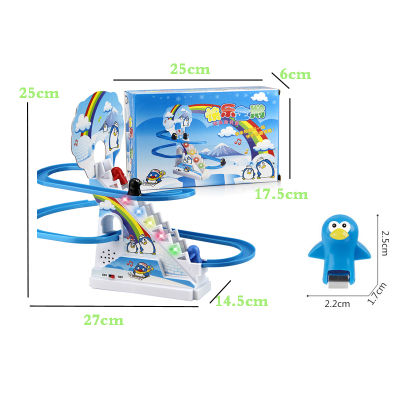 Parent-Child Interaction Puzzle Kids Toy Penguin Slide Electric Railcar With Music Fun Penguin Climbing Stairs Toys For Children