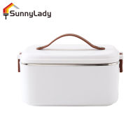 SunnyLady กล่องอาหารกลางวันไฟฟ้าความร้อนมื้อกลางวันกล่องหม้อเก็บความร้อนอาหาร1.8L พร้อมช้อนส้อม2 In 1แบบพกพาสำหรับรถยนต์รถบรรทุกบ้าน