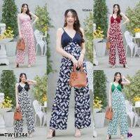 MM18344 jumpsuit จั้มสูทสายเดี่ยว ขายาว พิมพ์ลาย .jumpsuit, jumpsuit, single strap, long legs, printed pattern..