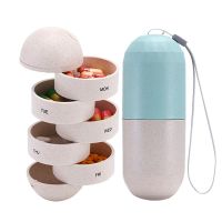 Weekly Pill Organizer BPA Free Moisture-Proof Grain Fiber 7 Day Pill Box Grain Fiber Pill Case Dispenser Medicine  First Aid Storage