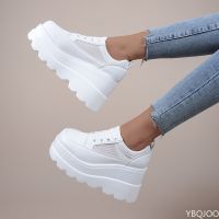 Jikhkil 688 2022,รองเท้ารองเท้าผ้าใบเสริมส้นสีขาวระบายอากาศรองเท้าเสริมส้นพื้นปั๊มรองเท้าผู้หญิงส้นหนา