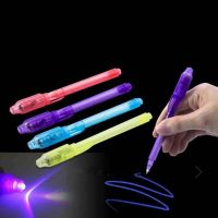 SFJHF ปากกาเพ้นท์สีปากกาส่องสว่างแบบ2 In 1สำหรับเด็กปากกาสีวิเศษหัดปากกามายากลปากกาเจลที่มองไม่เห็นปากกาโคมไฟ LED ปากกาส่องสว่าง