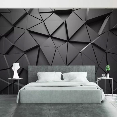 [hot]Modern Abstract Art Wallpaper 3D Stereo Black Geometric Pattern Murals Living Room Bedroom Background Home Decor Wall Paintings