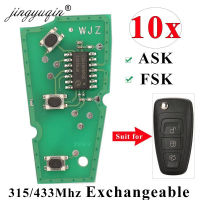 Jingyuqin 10Pcs Circuit Boad 433Mhz ASKFSK Remote Car Key PCB สำหรับ Ford Kuga C-Max Focus Fiesta Mondeo Galaxy 3ปุ่ม WJZ