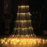 3X3M Waterfall Water Flow Snowing Effect Curtain Fairy String Light Xmas Wedding Party Ho Window Balcony Outdoor Icicle Light