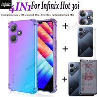 4in1 Infinix ฟิล์มเซรามิกเคสโทรศัพท์มือถือ30i สำหรับ Infinix ร้อน30i ความเป็นส่วนตัวฟิล์มป้องกันชนิดเคลือบเพื่อความอ่อนโยน + ฟิล์มคาร์บอนไฟเบอร์สำรอง + เลนส์กล้องถ่ายรูปสำหรับ Infinix 30i ร้อนความเป็นส่วนตัวฟิล์มป้องกันเซรามิก