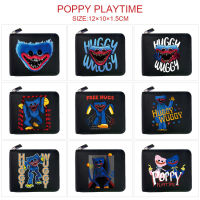 Poppy Playtimes กระเป๋าสตางค์พับสองซิปลายการ์ตูนสำหรับเด็กผู้ชายผู้หญิงอะนิเมะผู้ถือกระเป๋าเงินแฟชั่นนักเรียน PU กระเป๋าเหรียญแบบพกพาสั้น0000