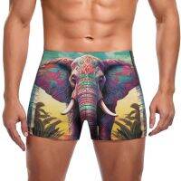 Elephant Swimming Trunks Graffiti  Vibrant  Exciting Elastic Custom Swim Boxers Push Up Pool Man Swimwear Swimwear