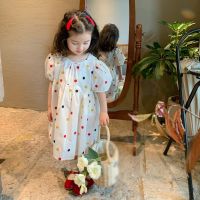 Toddler Kid Child Baby Girls Color Polka Dot Puff Sleeve Dress Summer Round Neck Princess Dresses Costumes Clothes  by Hs2023