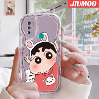 เคส JIUMOO สำหรับ Infinix Hot 9 Pro Hot 9 Play Hot 12 Play เคสการ์ตูนดินสอสีหน้าแข้ง-Chan ขอบคลื่นเนื้อครีมกันกระแทกแบบใสนิ่มเคสมือถือสร้างสรรค์เคสโปร่งใสลายกล้องถ่ายรูปฝาครอบป้องกันง่าย