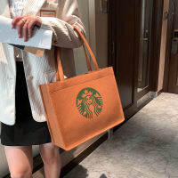 Starbuck กระเป๋าผ้าใบสะพายไหล่ข้างเดียวของผู้หญิง,กระเป๋าถือลำลองเรียบง่ายความจุขนาดใหญ่เข้าได้กับทุกชุดแฟชั่นใหม่