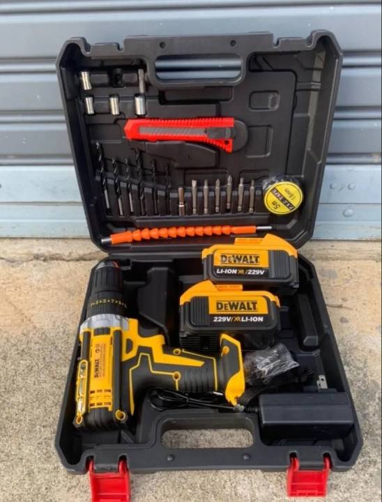 ส่งฟรี-ไม่ต้องใส่โค้ด-dewalt-229v-สว่านไร้สายแบตใหญ่-มาพร้อมอุปกรณ์ครบครัน-ใช้งาน-คู่่มือช่างทุกหน้างาน