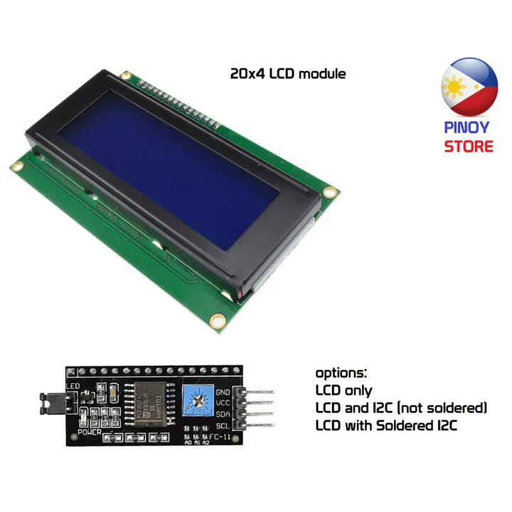 LCD 20x4 character display module 20 columns by 4 rows I2C option ...