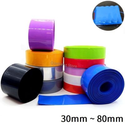 2M/5M PVC Heat Shrink Tube 30mm ~ 80mm Width Shrinkable Sheath Pack Cable Sleeve for 18650 Lithium Battery Film Wrap