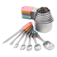 Measuring Cups and Spoons Set 14 Pcs,Includes 13 Stainless Steel Measuring Spoons and Cups &amp; 1 Leveler ,Cooking &amp; Baking