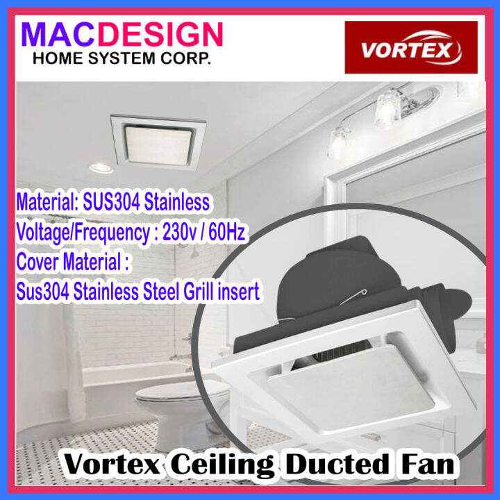 VORTEX CEILING MOUNTED EXHAUST FAN SUS304 STAINLESS GRILL INSERT ABS