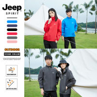 JEEP SPIRIT เสื้อโค้ทคอปกขาตั้งรูปแบบชาร์จเสื้อกันลมสีทึบฤดูใบไม้ผลิและฤดูใบไม้ร่วงเสื้อแจ็คเก็ตลำลองเสื้อโค๊ตแนวสปอร์ตกลางแจ้ง