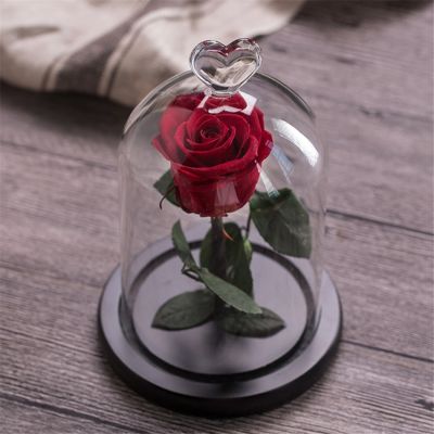 +Eternal Rose Flower With Love Glass Black Case Artificial Flower Gift For New Year Valentine Christmas Gif Good Home Decoration