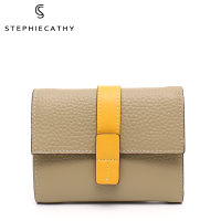 SC Luxury Women Genuine Leather Wallet Fashion Trifold Short Coin Purse Functional Card Holder Contrast Color Clutch Money Bag