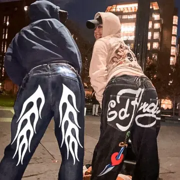 Y2K Men Streetwear Korean Baggy Jeans Straight Hip Hop Denim Pants