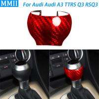 สำหรับออดี้ A3 2010-13 TTRS 13-20 Q3 13-18 RSQ3 12-16สีแดงคาร์บอนไฟเบอร์เกียร์เปลี่ยนลูกบิดปกภายในรถติดตั้งอุปกรณ์เสริม