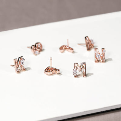 Dallar/Mini Alphabet Earrings (Pink gold)