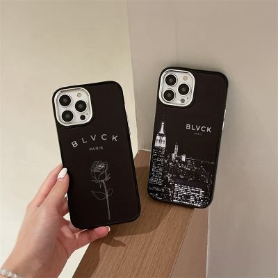 BLVCK ROSE Paris Black Edge iPhone Hard Case For iPhone 14 13 12 11 Pro Max IX XS MAX XR Case Shockproof Bumper Fall Prevention Cover