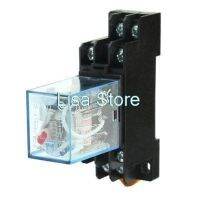 AC220/240V Coil 5A DP2T Red Lamp Motor Control Electromagnetic Relay w Socket