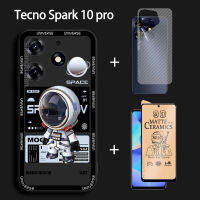 3in1สำหรับ Tecno Spark 10 Pro เคสและฟิล์มเซรามิก + เคส TPU นุ่มกันกระแทกเคสโทรศัพท์ลายการ์ตูนแบรนด์อินเทรนด์ฟิล์มด้านหลัง