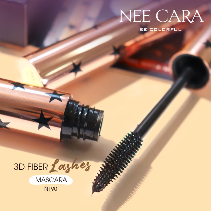 nee-cara-นีคาร่า-มาสคาร่ากันน้ํา-ที่ปัดขนตา-n190-mascara-3d-fiber-lashes