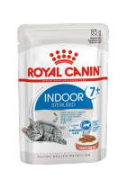 Royal Canin อาหารแมวสูงวัยเลี้ยงในบ้าน ชนิดเปียก (INDOOR STERILISED 7+ GRAVY) 85g x 12 ซอง