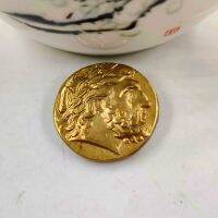 【YD】 Greece Torch Coins of Ancient Rome Gold  RingThe the Engraving Homer Gifts Copy Coin