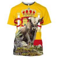 2023 Spain Show Spanish Bullfight Bull Print T-shirt 3D Summer Men Women Short Sleeved Funny Animal Men Clothing Harajuk Shirt Tops