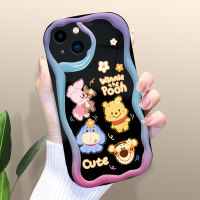 Diorcase สำหรับ Apple iPhone 15 Plus 15 Pro เคสเนื้อครีมลายหมีพูน่ารักขอบลอนเคสซิลิโคนแบบนิ่มเคสโทรศัพท์