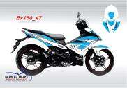 tem trùm Exciter 150 chế đẹp - giá rẻ - tem xanh sọc trắng đơn giản
