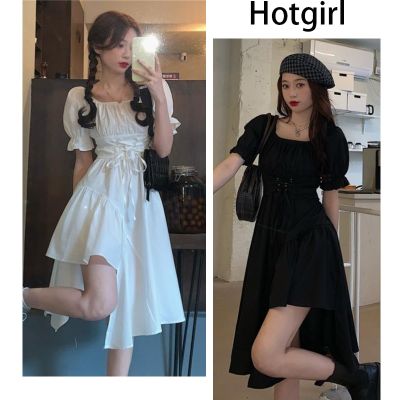 ชุดเดรสผู้หญิง เดรส ชุดเดรส dress เดรสผู้หญิง ชุดเดรสสวยๆหรู Hotgirl พร้อมส่งจากกทม ✨เดรสผู้หญิงเดรส🌻ชุดเดรสสีขาวไม่สม่ำเสมอ กระโปรงรัดเอว ทำให้ดูผอมเพรียว ออกแบบมาก